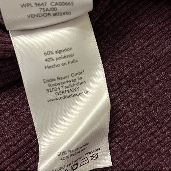 Eddie Bauer Waffle Knit Purple Long Sleeve Women's V-Neck Top Size Medium - Picture 14 of 14